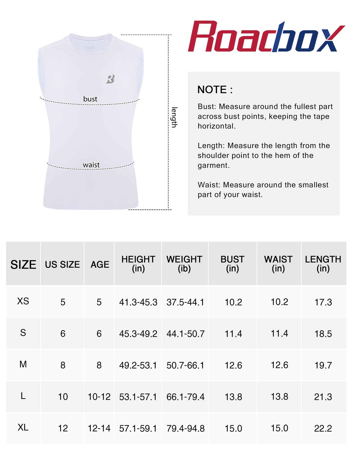 Roadbox Boys Sleeveless Compression Shirt, Youth Quick Dry Undershirt, Athletic Soft Tank Tops Sport Shirts for Basketball