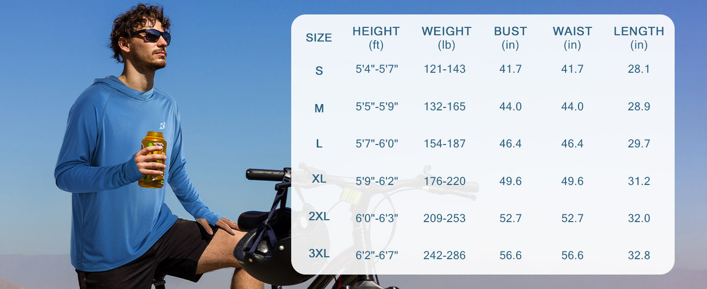 Roadbox Mens UPF 50+ Fishing Shirt, Long Sleeve UV Sun Protection Hoodies, Quick Dry Rash Guard for Hiking Outdoor Working