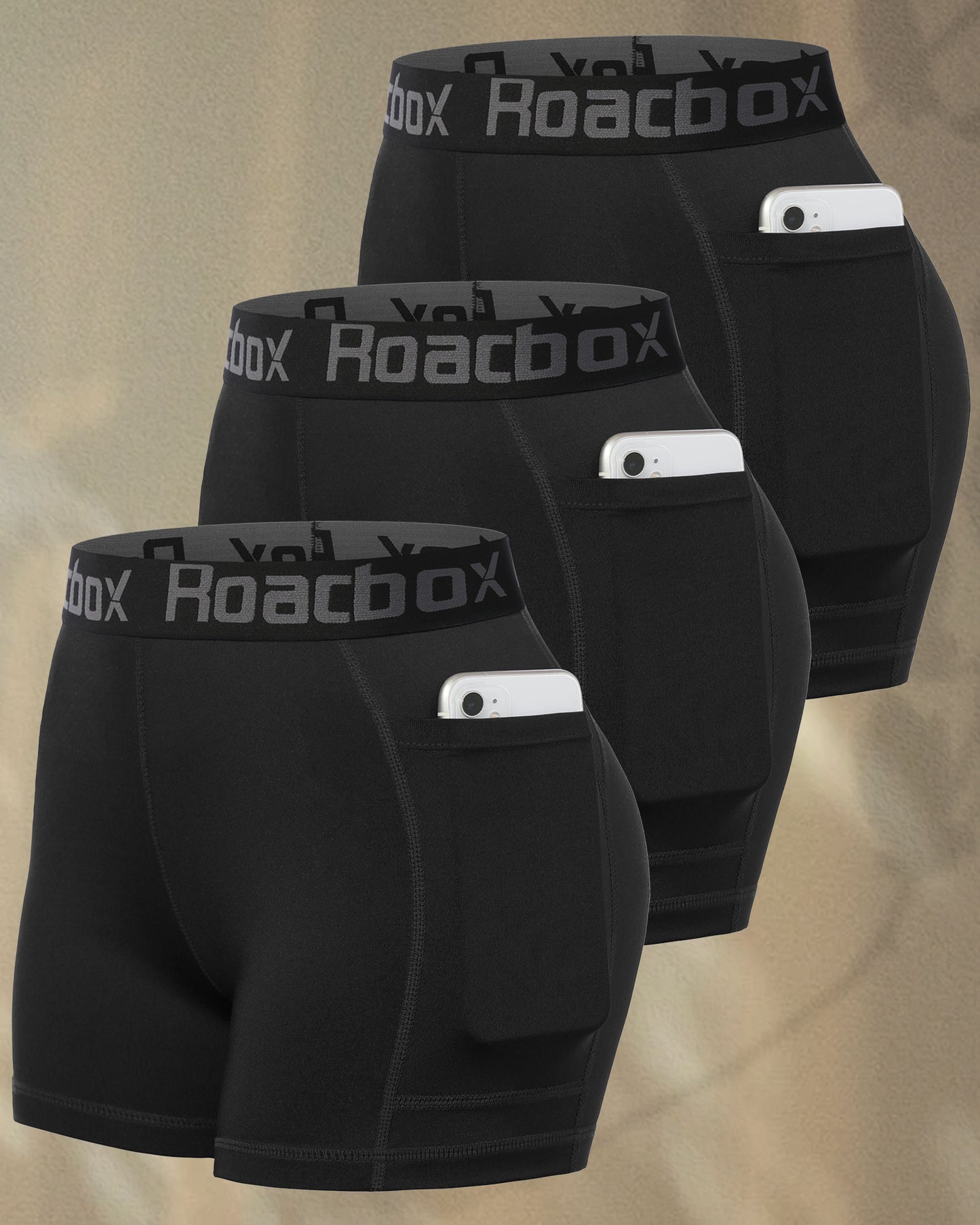 Roadbox 3" Women's Volleyball Spandex Shorts with Pocket/Non-Pocket, 2/3 Pack Compression Shorts for Workout Running Gym Yoga
