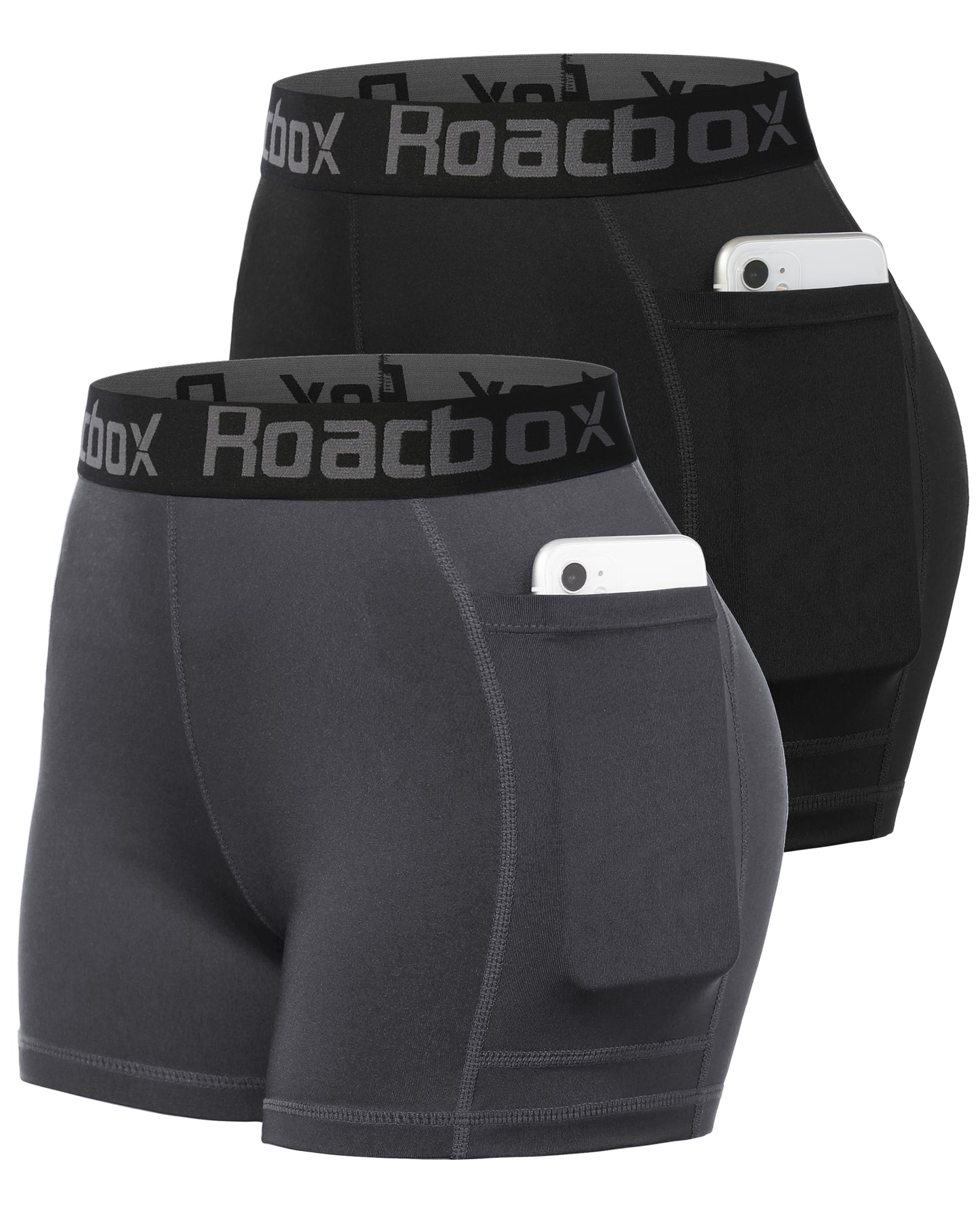 Roadbox 3" Women's Volleyball Spandex Shorts with Pocket/Non-Pocket, 2/3 Pack Compression Shorts for Workout Running Gym Yoga