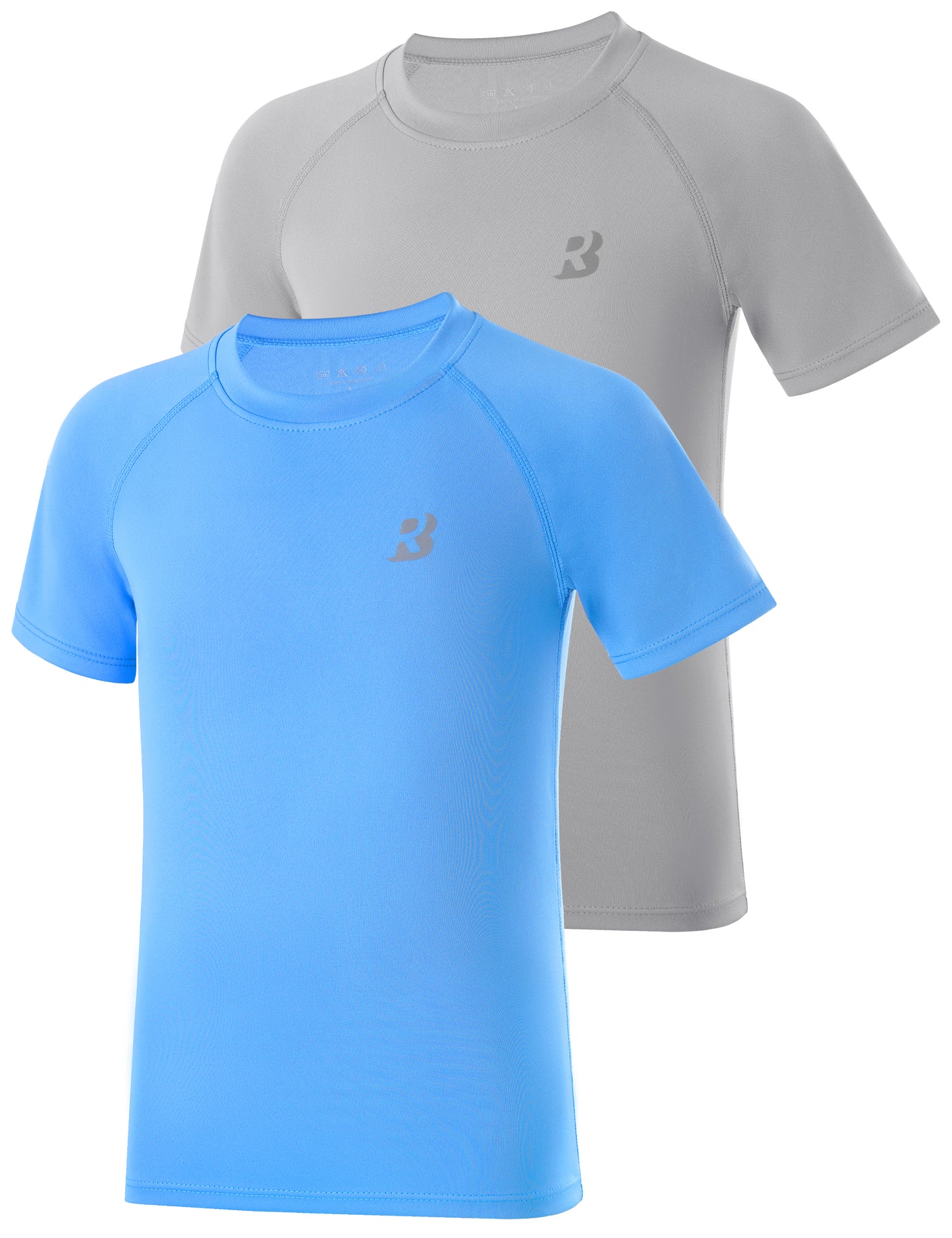 Roadbox Boys Rash Guard Swim Shirt, 2Pack UPF 50+ Sun Protection Short Sleeve, Quick Dry Rashguard Water Shirt for Kids