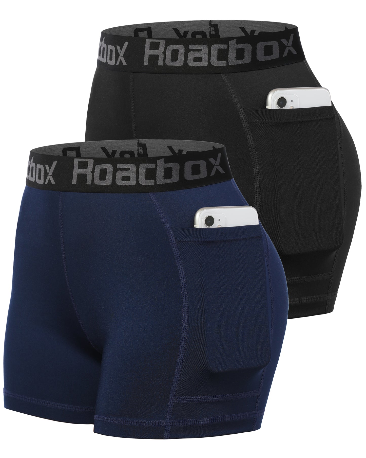 Roadbox 3" Women's Volleyball Spandex Shorts with Pocket/Non-Pocket, 2/3 Pack Compression Shorts for Workout Running Gym Yoga