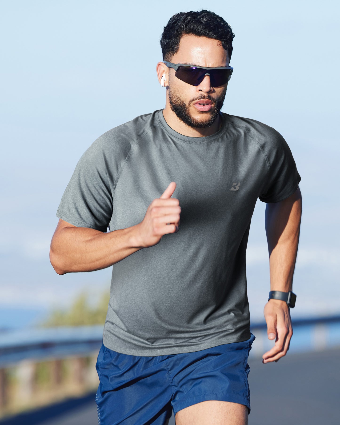 Roadbox Swim Shirts Short Sleeve for Men, Sun Protection UPF 50+ Fishing Rash Guard, UV Gym Workout Shirt for Running Outdoor