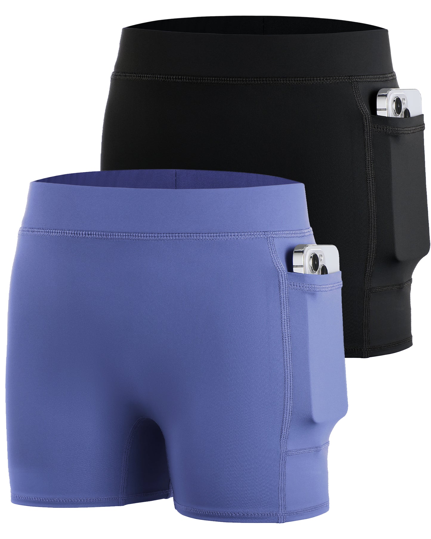 Roadbox Girls Volleyball Compression Shorts, Kids Spandex Biker Shorts with Pockets, Athletic Short for Yoga Gymnastics Dance