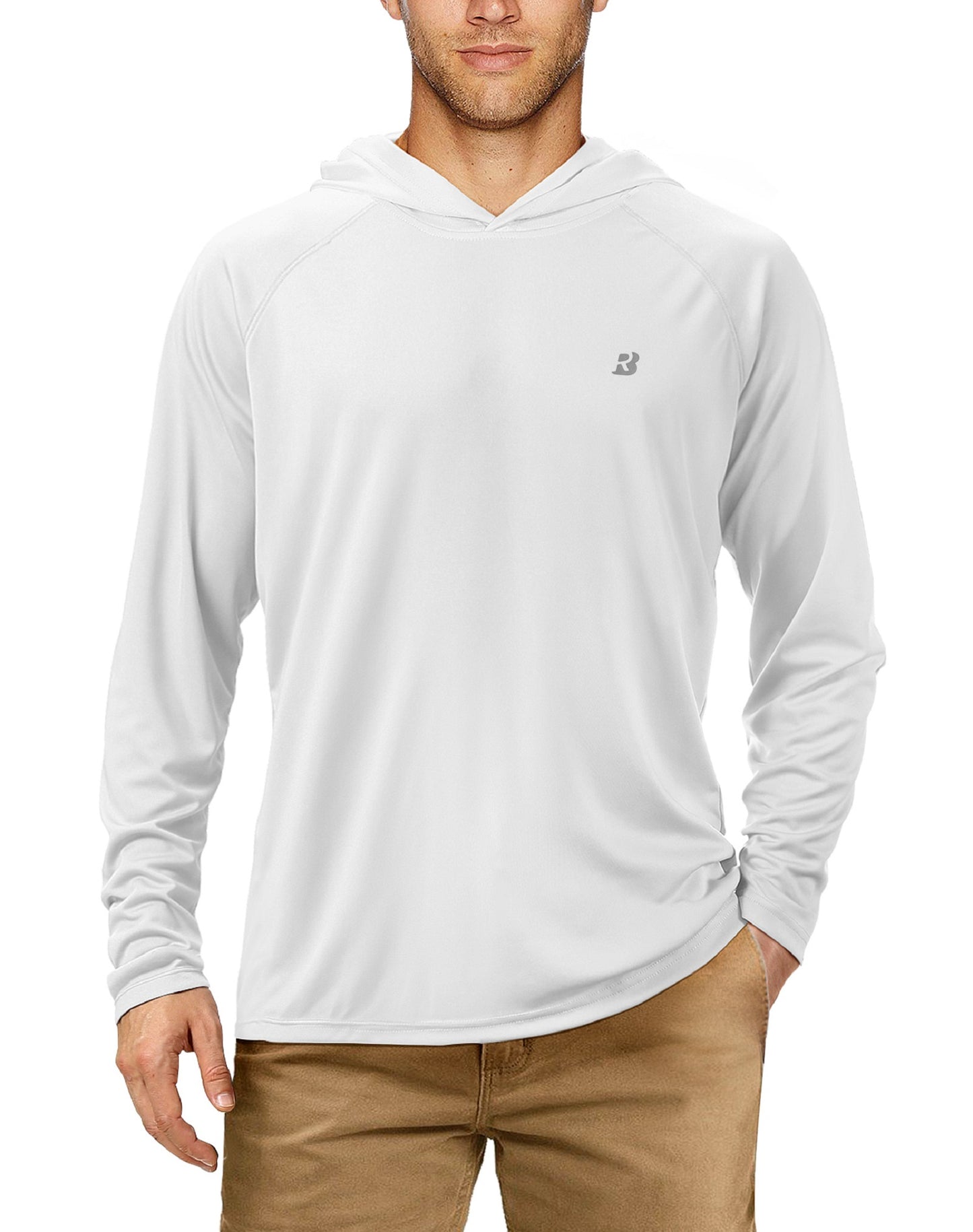 Roadbox Men's Sun Protection Long Sleeve Hoodie UPF 50+ Outdoor UV Fishing Shirts for Workout, Running, Fishing, Hiking