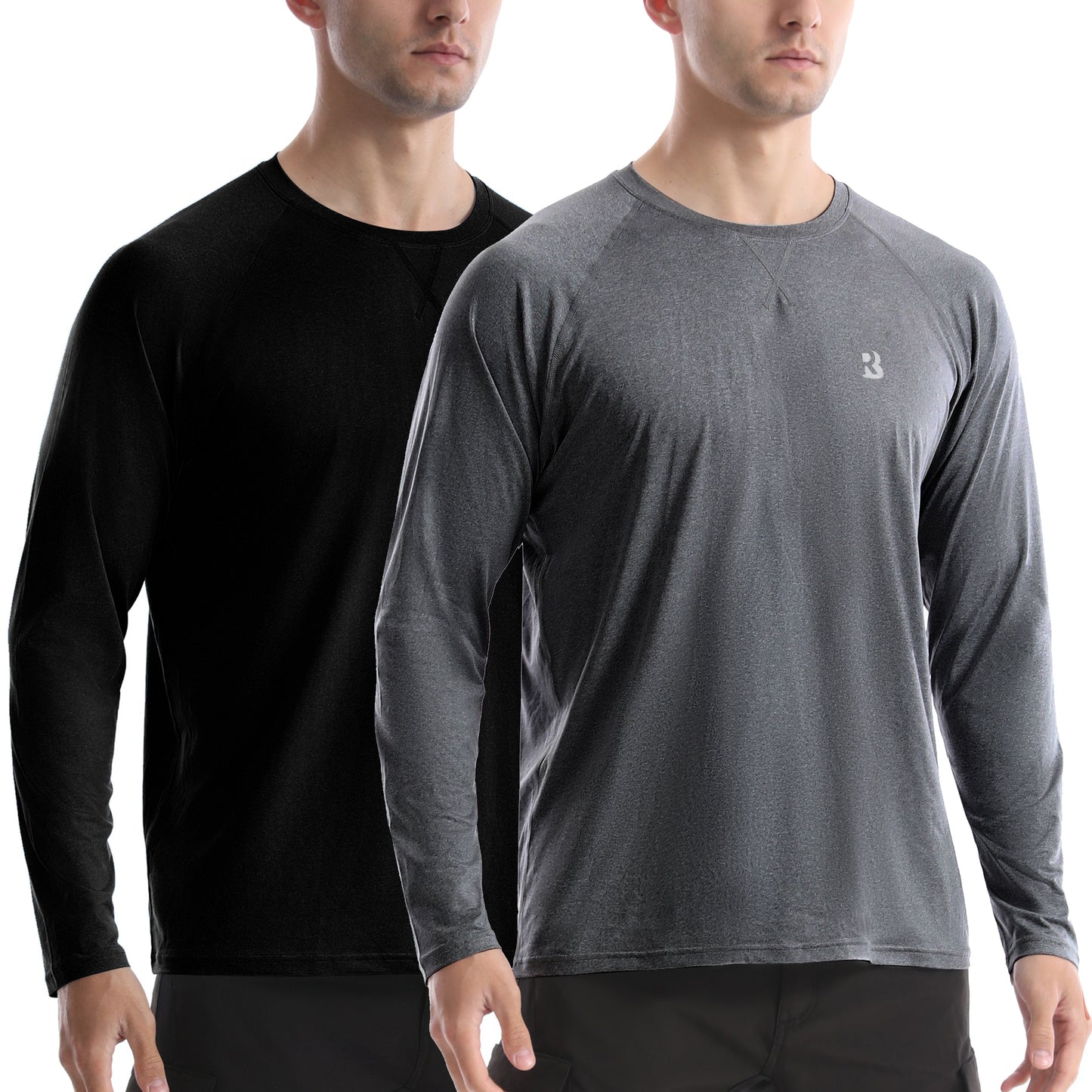 Roadbox UPF 50+ Sun Shirts for Men, UV Protection Long Sleeve Swim Shirt, Lightweight Rash Guard for Fishing Hiking Running