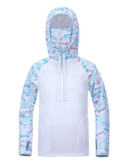 Roadbox Sun Shirts for Kids - Long Sleeve UPF50+ Sun Protection Shirts Hooded Swimsuits for Kids Fishing Surfing Hiking Outdoor Sports