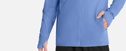 Roadbox Men's UPF 50+ Sun Hoodie Jacket, Full Zip UV Protection Long Sleeve Shirt, Lightweight Breathable for Fishing Hiking