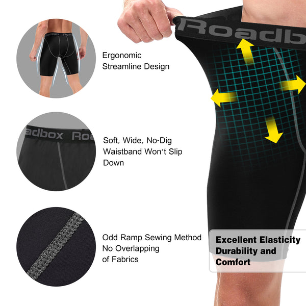Roadbox Compression Shorts for Men - Cool Dry Athletic Workout Underwear Running Gym Spandex Baselayer Boxer Briefs