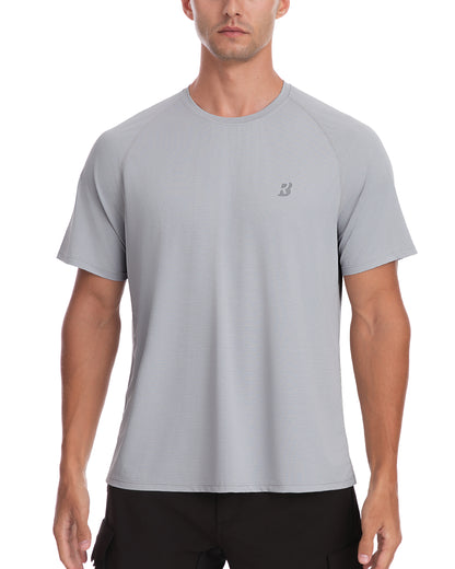 Roadbox Men's Rash Guard Short Sleeve, UPF 50+ UV Sun Protection Water T-Shirts, Cool Dry Swim Shirts for Surf Beach Fishing