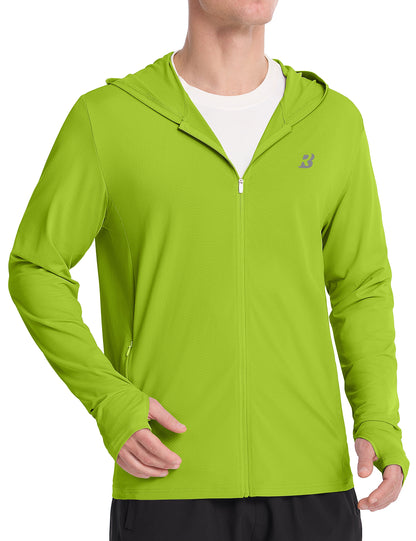 Roadbox Men's UPF 50+ Sun Hoodie Jacket, Full Zip UV Protection Long Sleeve Shirt, Lightweight Breathable for Fishing Hiking