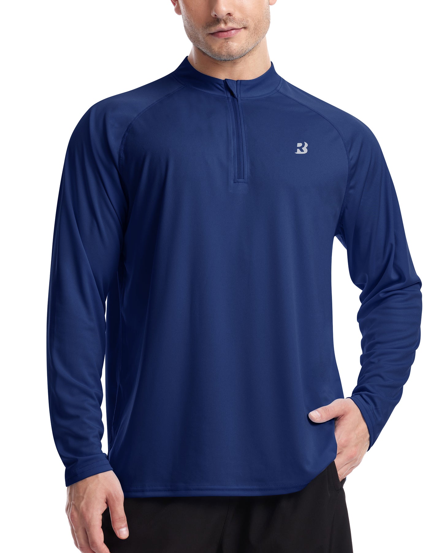 Roadbox Men's 1/4 Zip Pullover Long Sleeve, UPF 50+ UV Sun Protection Shirts, Swim Rash Guard Tops for Running Fishing