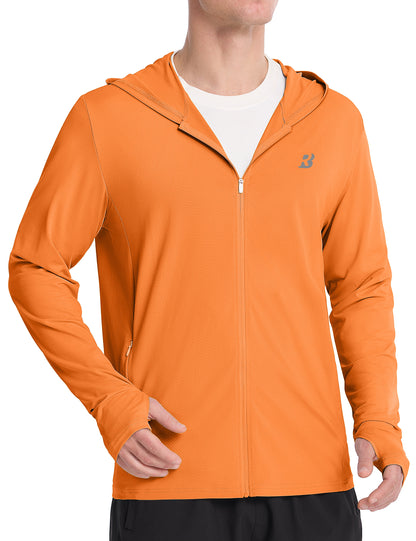 Roadbox Men's UPF 50+ Sun Hoodie Jacket, Full Zip UV Protection Long Sleeve Shirt, Lightweight Breathable for Fishing Hiking