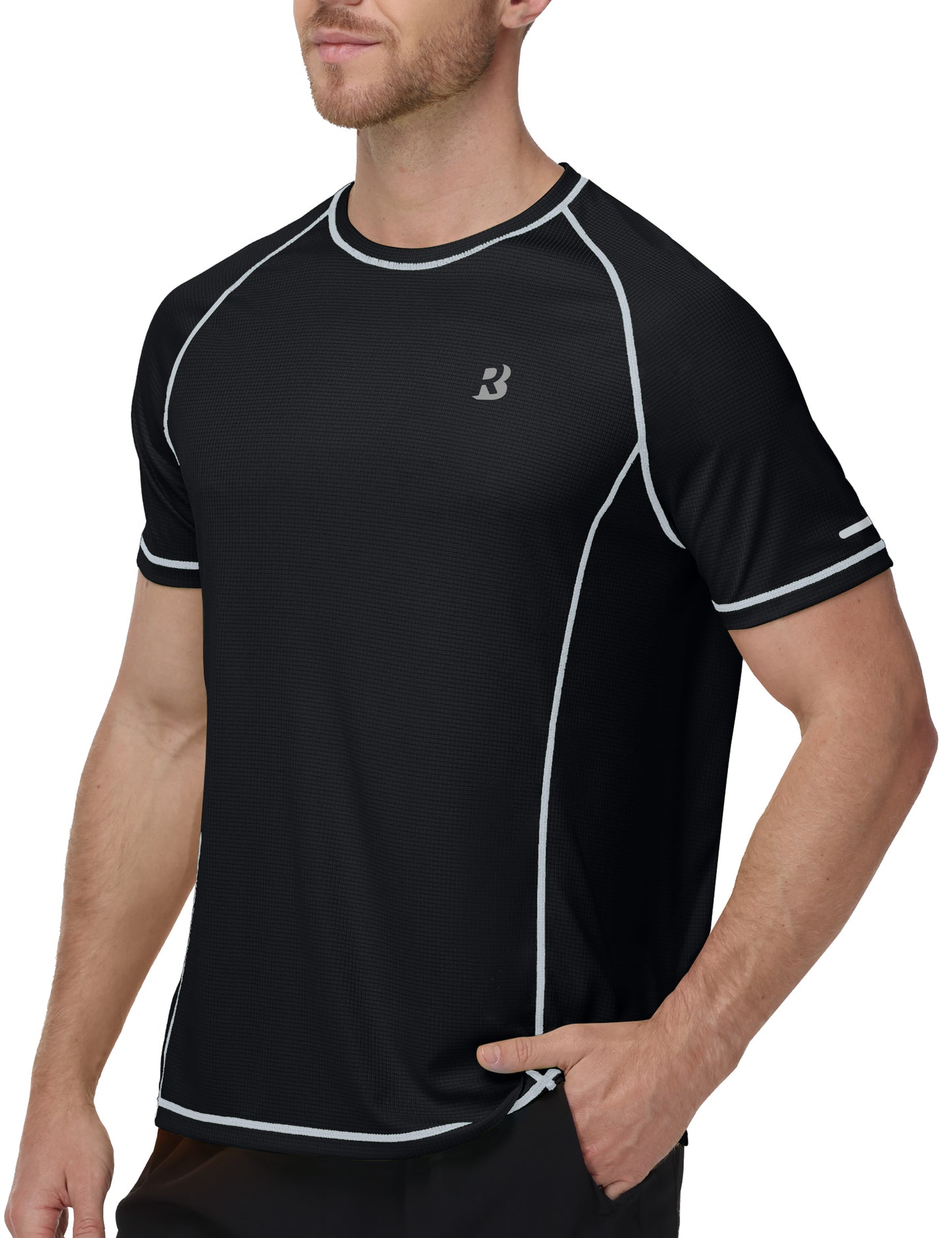 Roadbox Men's Short Sleeve Swim Shirt, UPF 50+ Quick Dry Rash Guard, UV Sun Protection Water T-Shirt for Beach and Surfing