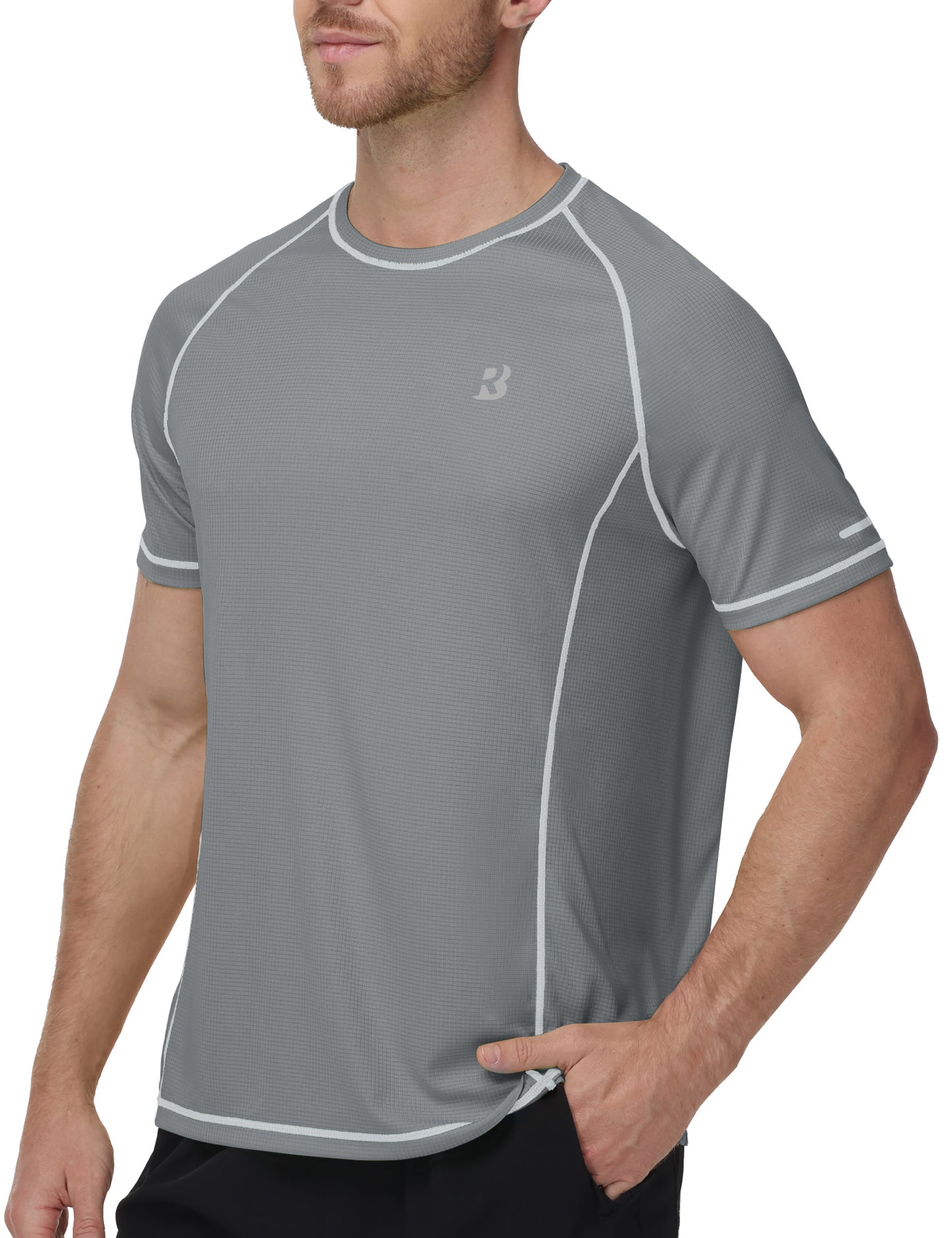 Roadbox Men's Short Sleeve Swim Shirt, UPF 50+ Quick Dry Rash Guard, UV Sun Protection Water T-Shirt for Beach and Surfing