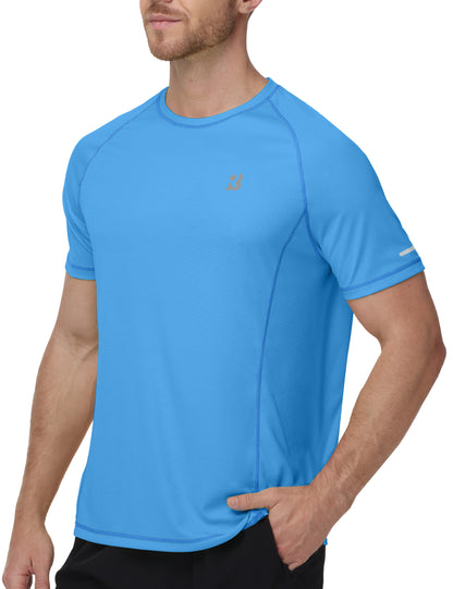 Roadbox Men's Short Sleeve Swim Shirt, UPF 50+ Quick Dry Rash Guard, UV Sun Protection Water T-Shirt for Beach and Surfing