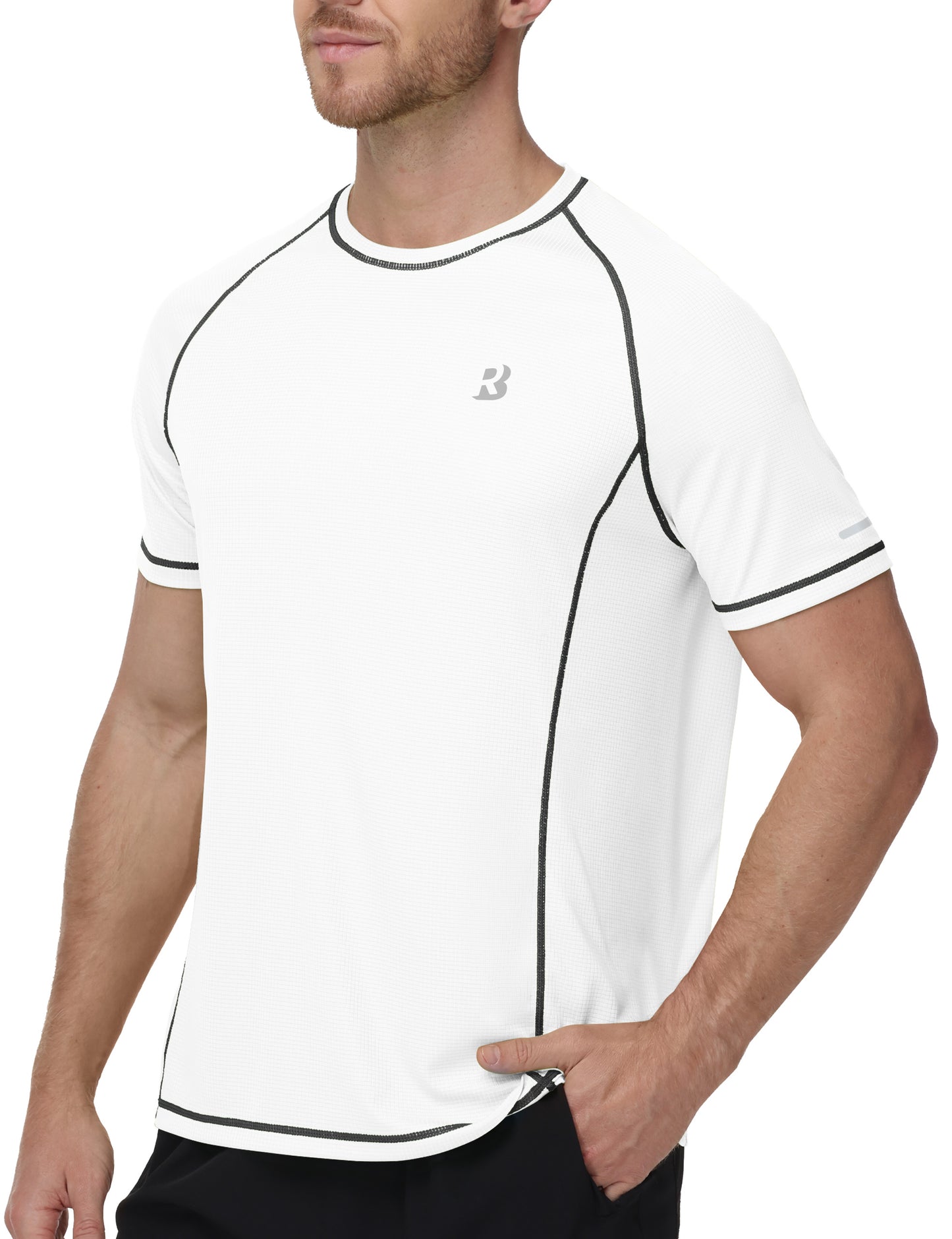 Roadbox Men's Short Sleeve Swim Shirt, UPF 50+ Quick Dry Rash Guard, UV Sun Protection Water T-Shirt for Beach and Surfing