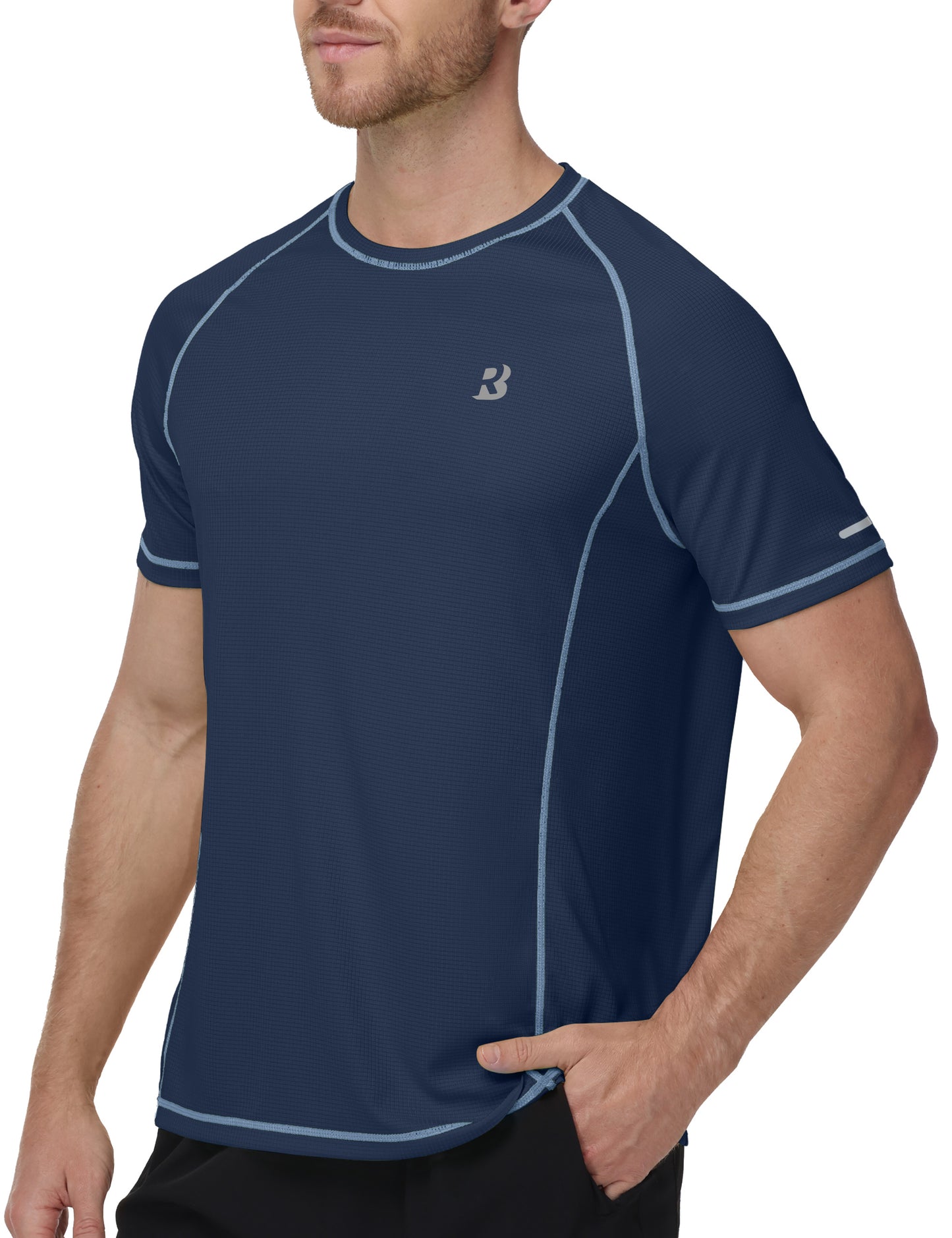 Roadbox Men's Short Sleeve Swim Shirt, UPF 50+ Quick Dry Rash Guard, UV Sun Protection Water T-Shirt for Beach and Surfing