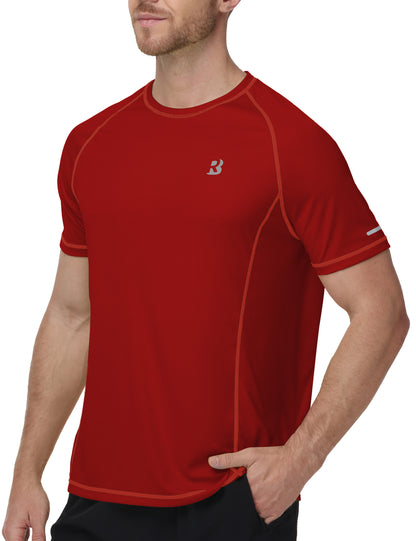 Roadbox Men's Short Sleeve Swim Shirt, UPF 50+ Quick Dry Rash Guard, UV Sun Protection Water T-Shirt for Beach and Surfing