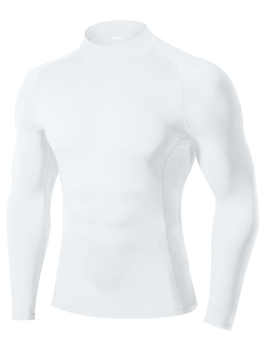 Roadbox Men's Compression Shirt, Mock Turtleneck Long Sleeve Undershirt, Quick Dry Athletic Base Layer for Sports and Workout