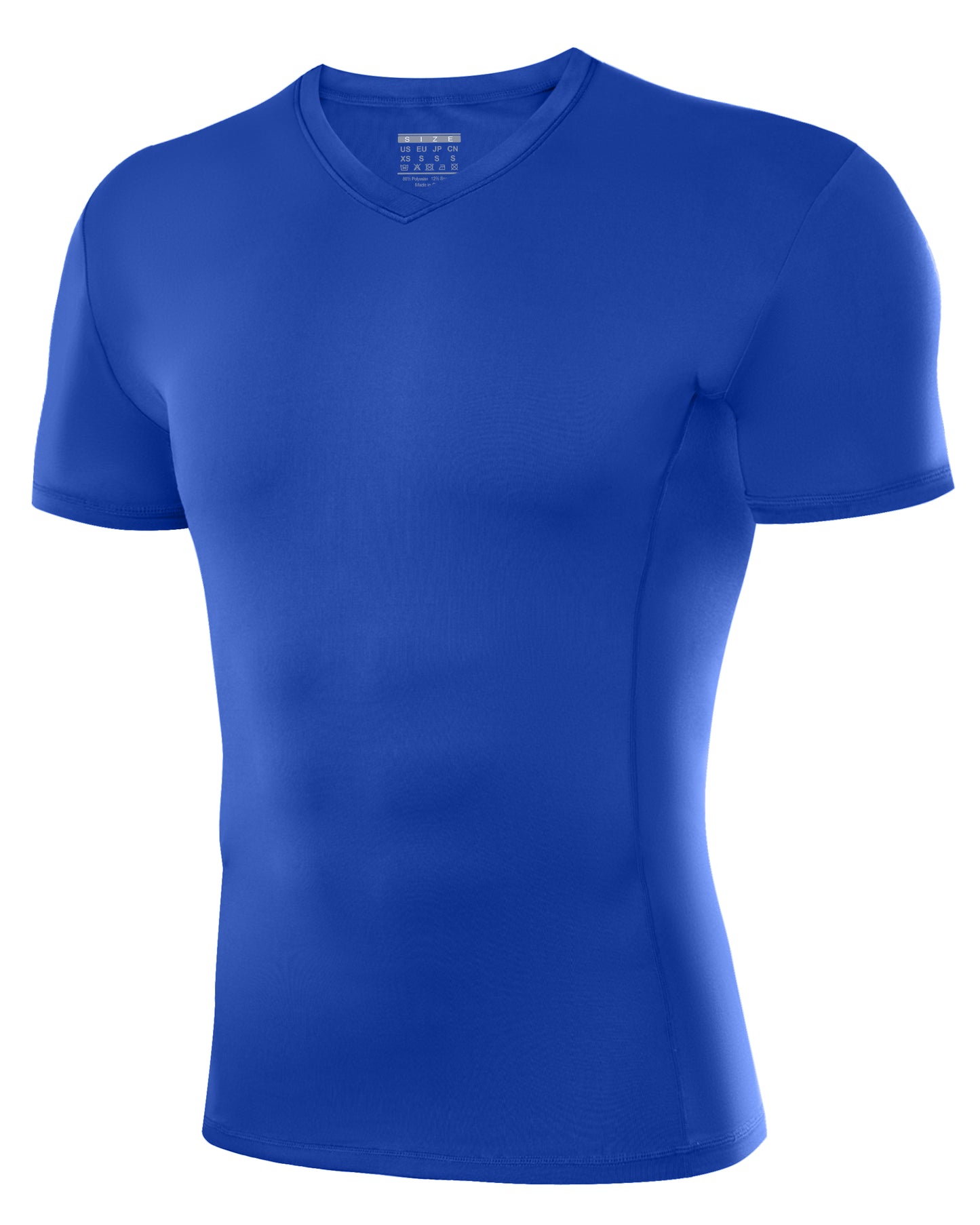 Roadbox Mens Compression Shirt Short Sleeve, V-Neck Gym Running Sports T-Shirt, Cool Dry Athletic Base Layer Undershirts