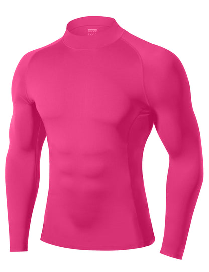 Roadbox Men's Compression Shirt, Mock Turtleneck Long Sleeve Undershirt, Quick Dry Athletic Base Layer for Sports and Workout
