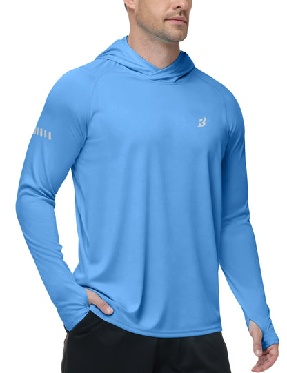 Roadbox Mens UPF 50+ Sun Protection Hoodie, UV Long Sleeve Fishing Shirts, Lightweight Swim Rash Guard for Outdoor Hiking