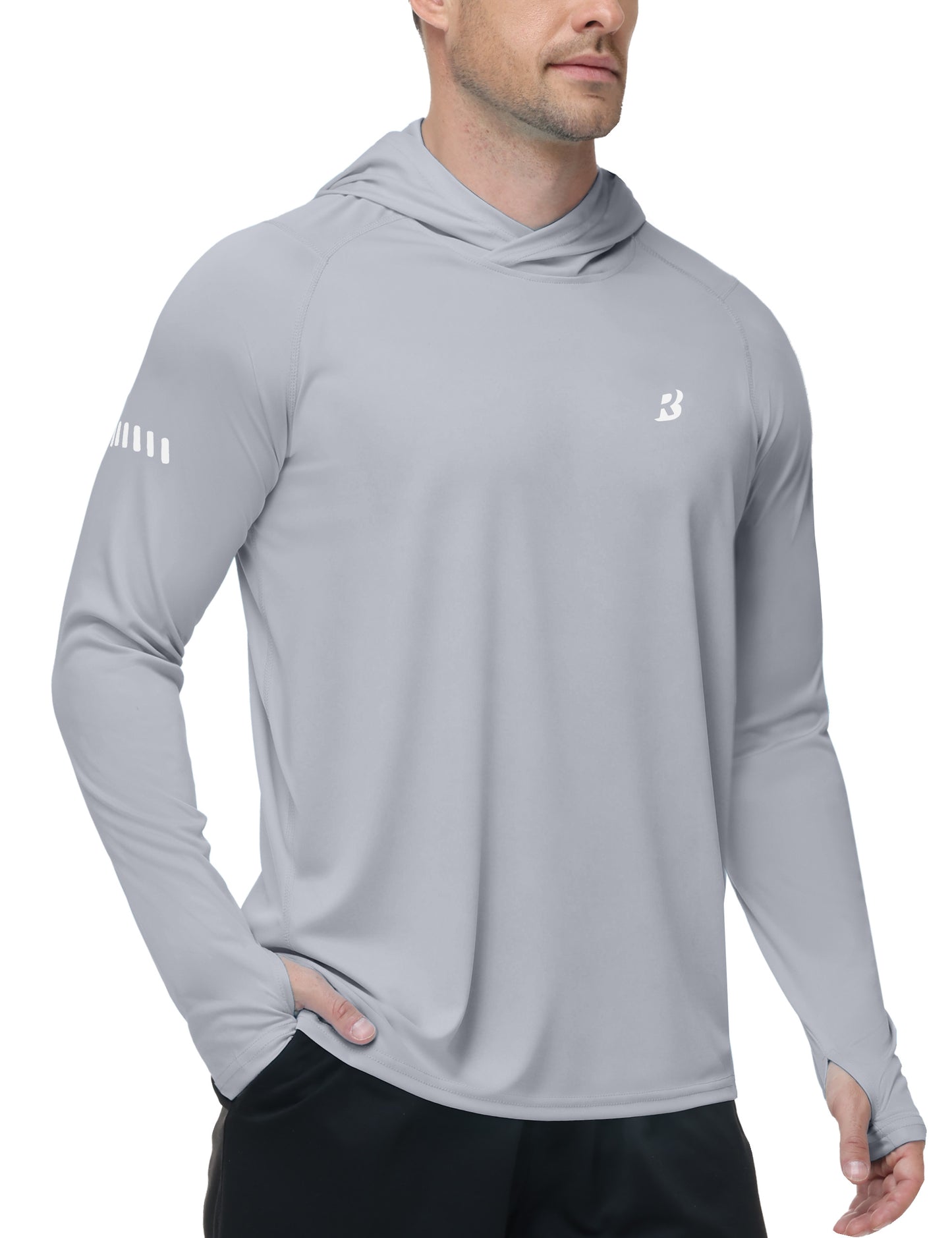 Roadbox Mens UPF 50+ Sun Protection Hoodie, UV Long Sleeve Fishing Shirts, Lightweight Swim Rash Guard for Outdoor Hiking