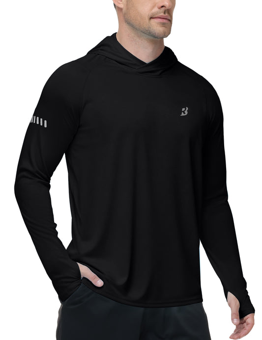 Roadbox Mens UPF 50+ Sun Protection Hoodie, UV Long Sleeve Fishing Shirts, Lightweight Swim Rash Guard for Outdoor Hiking