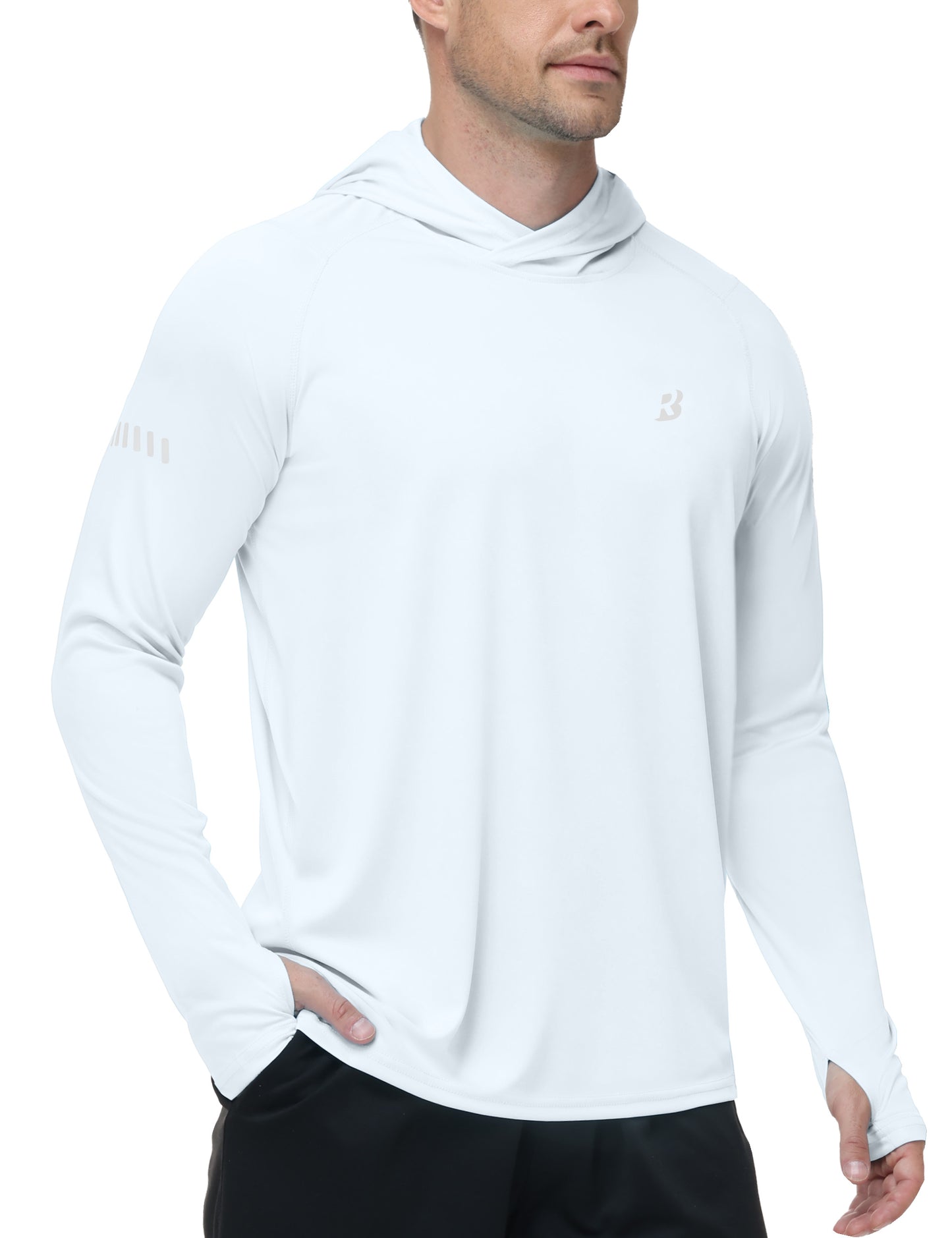 Roadbox Mens UPF 50+ Sun Protection Hoodie, UV Long Sleeve Fishing Shirts, Lightweight Swim Rash Guard for Outdoor Hiking