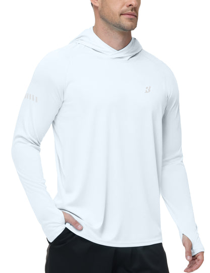 Roadbox Mens UPF 50+ Sun Protection Hoodie, UV Long Sleeve Fishing Shirts, Lightweight Swim Rash Guard for Outdoor Hiking