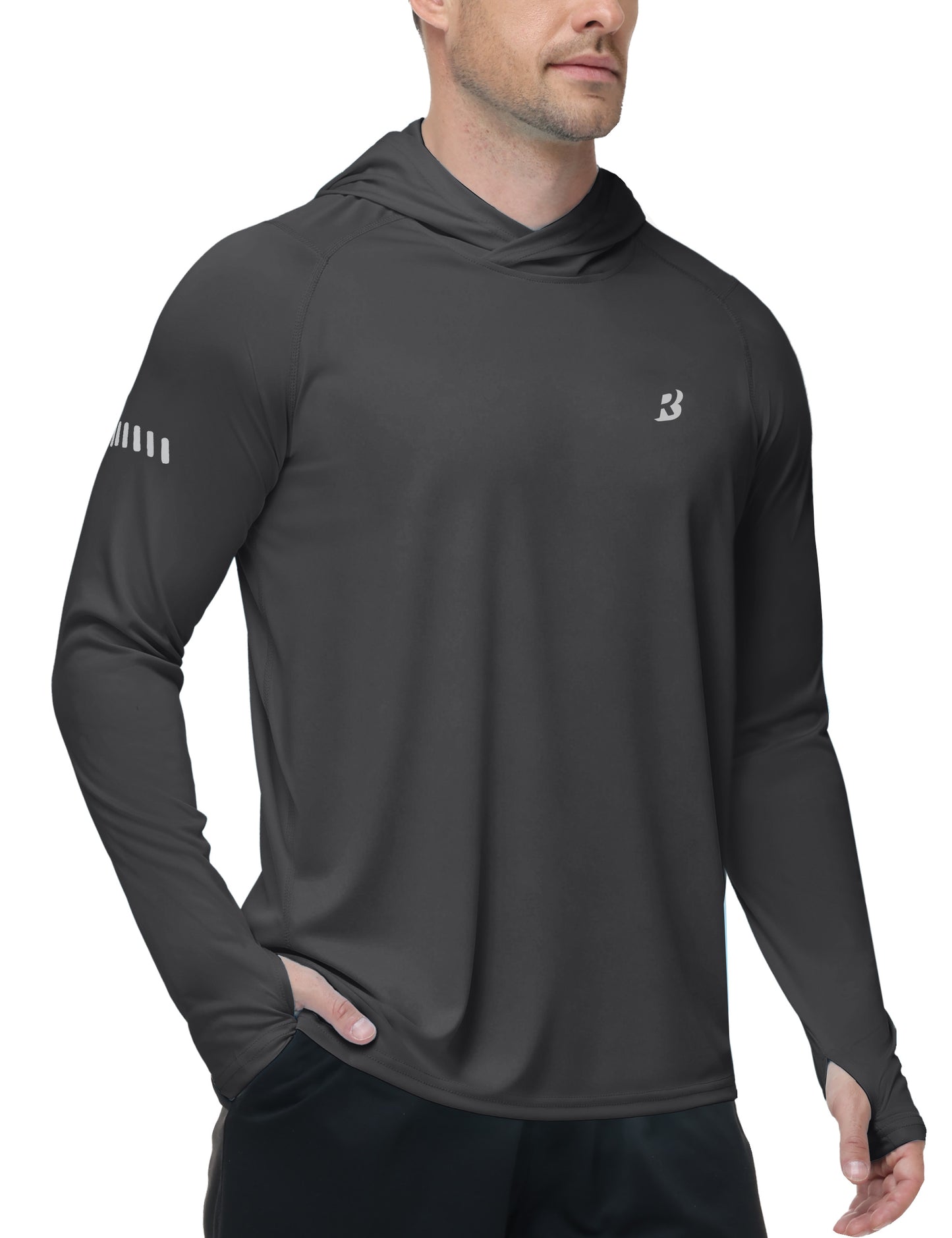 Roadbox Mens UPF 50+ Sun Protection Hoodie, UV Long Sleeve Fishing Shirts, Lightweight Swim Rash Guard for Outdoor Hiking