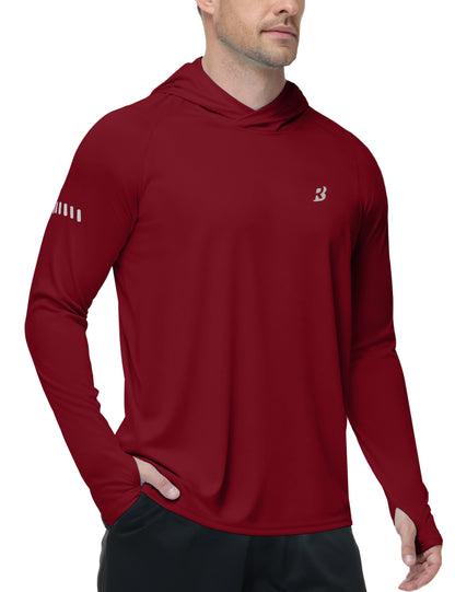 Roadbox Mens UPF 50+ Sun Protection Hoodie, UV Long Sleeve Fishing Shirts, Lightweight Swim Rash Guard for Outdoor Hiking