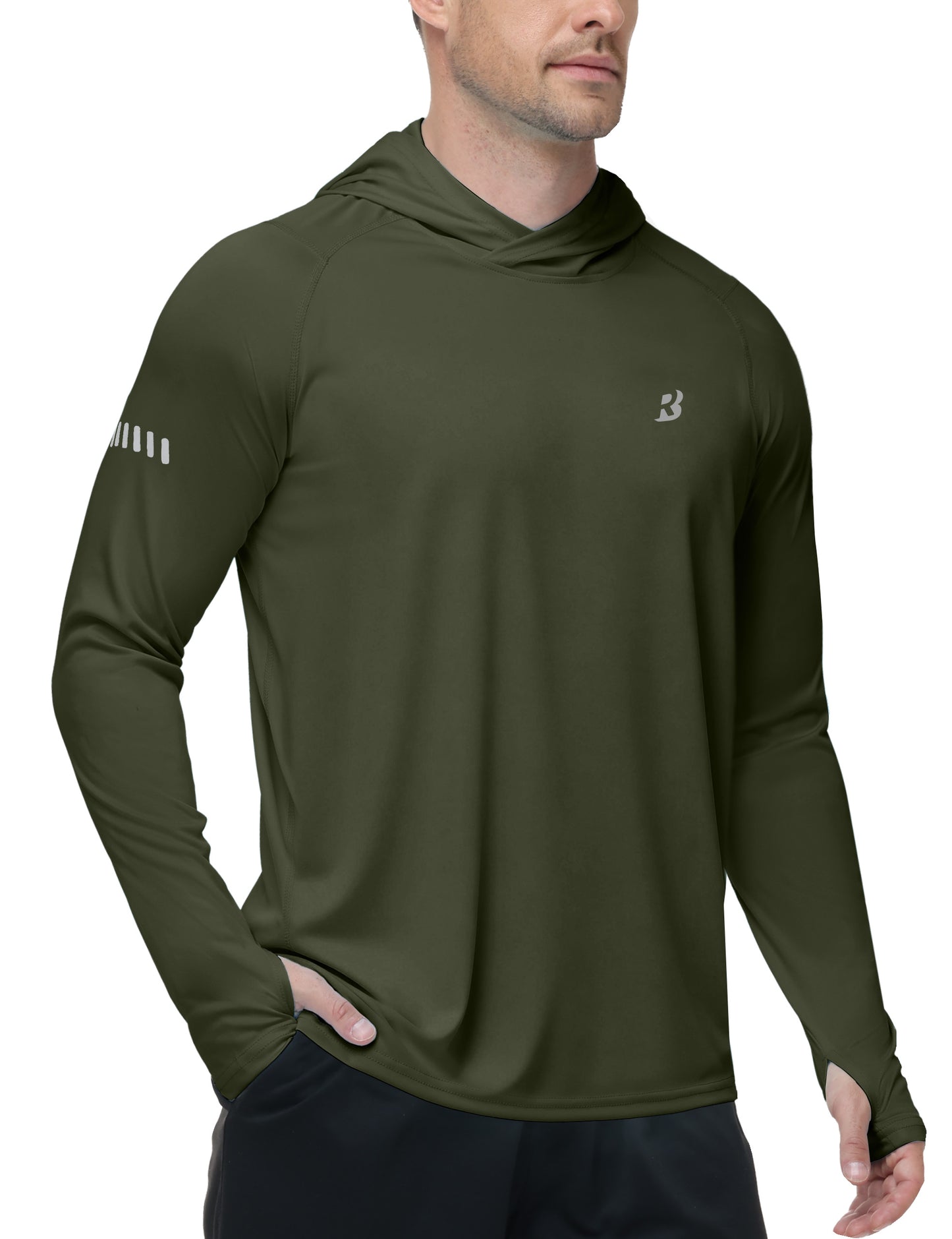 Roadbox Mens UPF 50+ Sun Protection Hoodie, UV Long Sleeve Fishing Shirts, Lightweight Swim Rash Guard for Outdoor Hiking