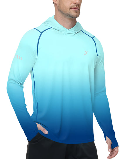 Roadbox Mens UPF 50+ Sun Protection Hoodie, UV Long Sleeve Fishing Shirts, Lightweight Swim Rash Guard for Outdoor Hiking