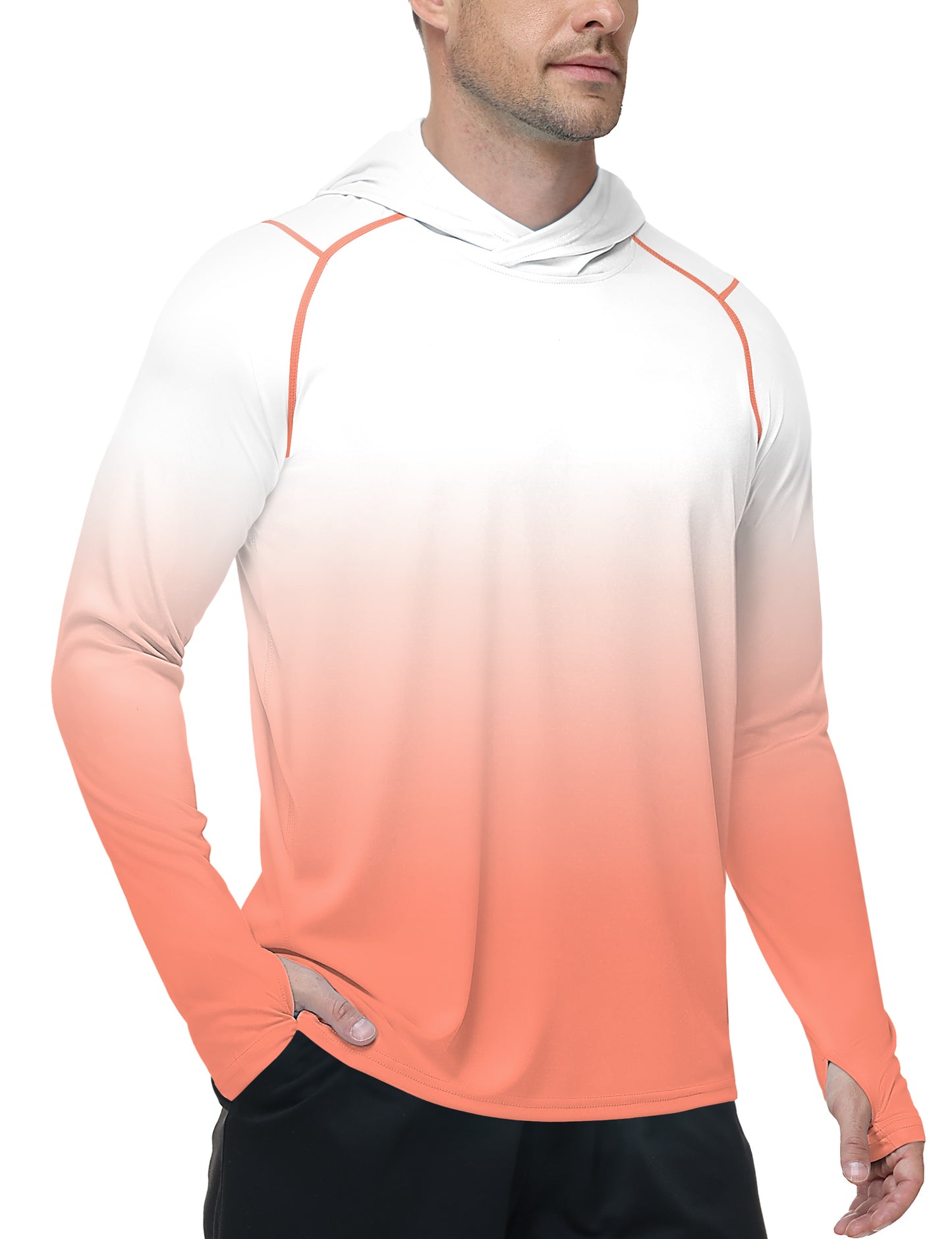 Roadbox Mens UPF 50+ Sun Protection Hoodie, UV Long Sleeve Fishing Shirts, Lightweight Swim Rash Guard for Outdoor Hiking