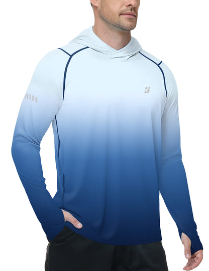 Roadbox Mens UPF 50+ Sun Protection Hoodie, UV Long Sleeve Fishing Shirts, Lightweight Swim Rash Guard for Outdoor Hiking