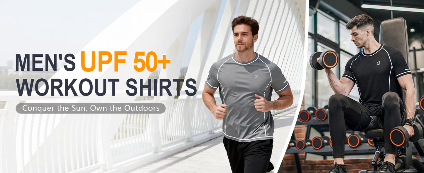Roadbox Men's Short Sleeve Swim Shirt, UPF 50+ Quick Dry Rash Guard, UV Sun Protection Water T-Shirt for Beach and Surfing