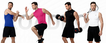 Roadbox Men's Compression Tank Top, Mock Turtleneck Sleeveless Shirt, Fitted Athletic Base Layer for Gym Workout