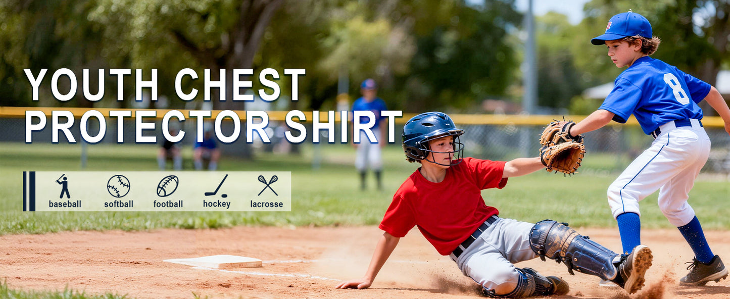 Roadbox Youth Baseball Chest Protector, Heart Guard Sternum Protection Padded Compression Shirt Softball Football Lacrosse