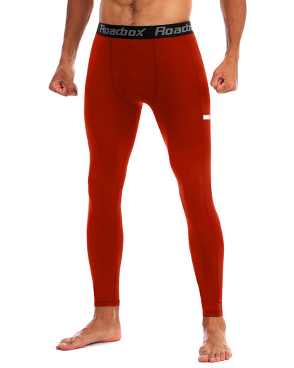 Roadbox 1/2 Pack Compression Pants for Men Running Tights Athletic Football Leggings Cycling Base Layer with Pockets