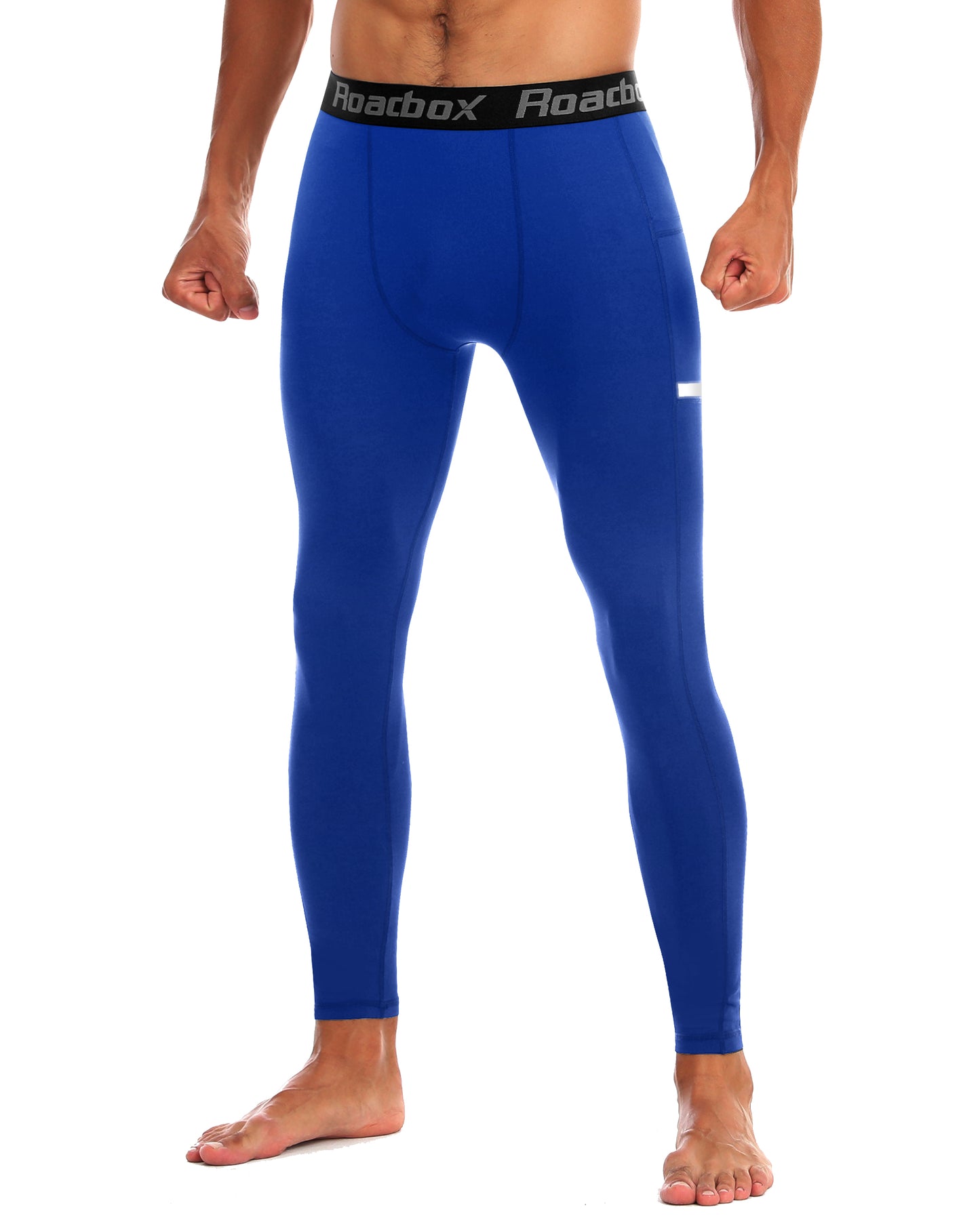 Roadbox 1/2 Pack Compression Pants for Men Running Tights Athletic Football Leggings Cycling Base Layer with Pockets