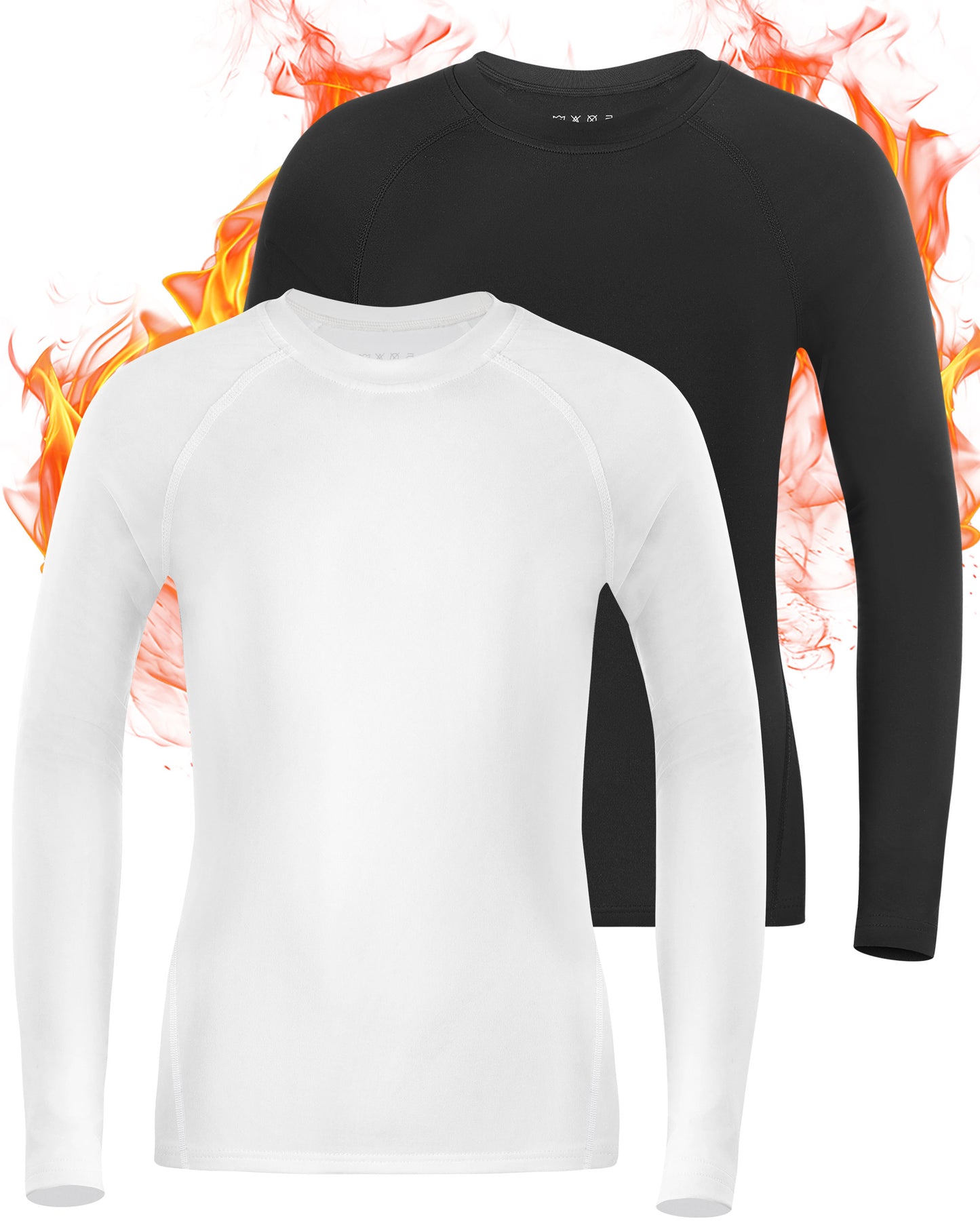 Roadbox Boys Compression Thermal Shirt - 1-2 Pack Youth Long Sleeve Fleece Base Layer Undershirts Football Baseball
