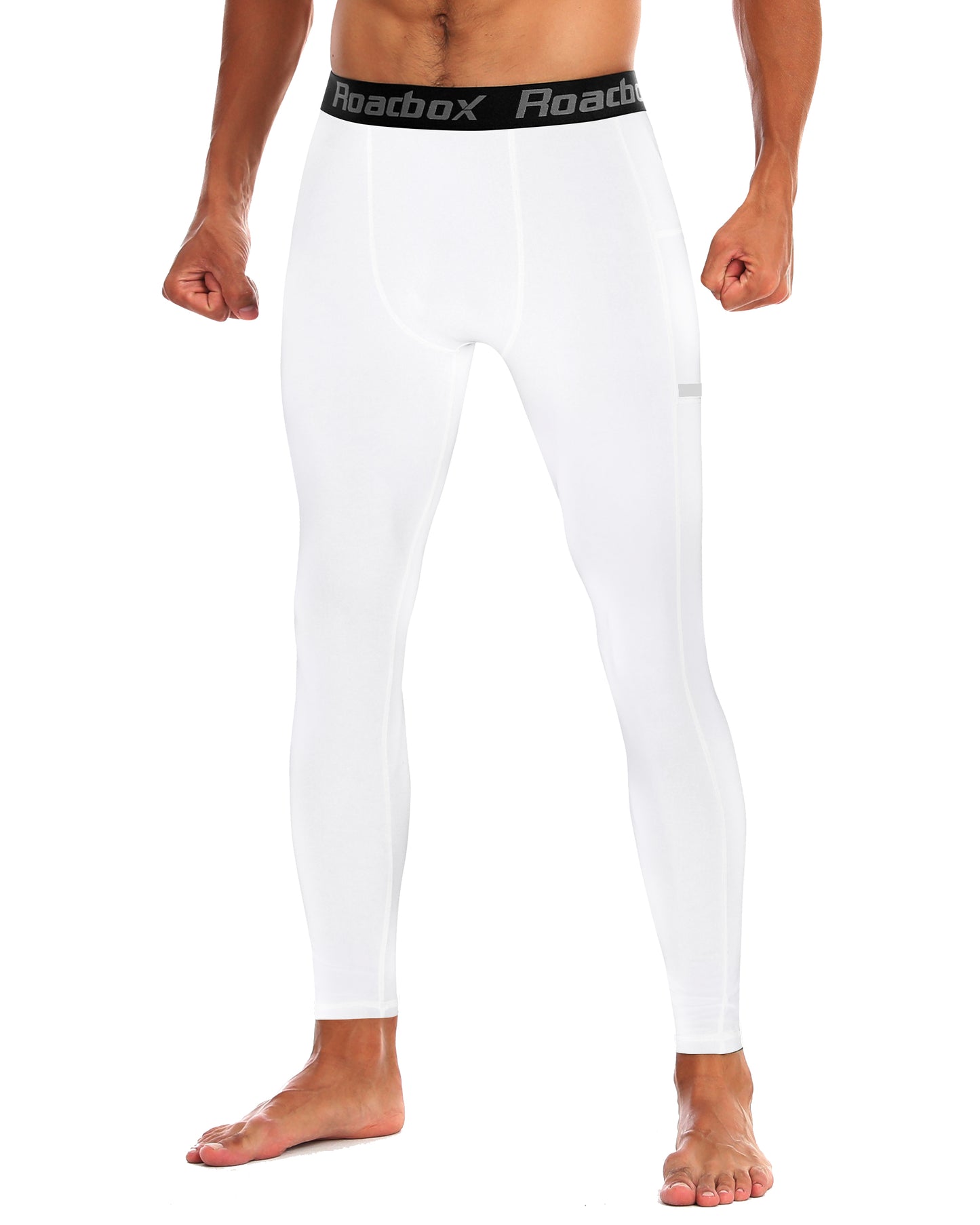 Roadbox 1/2 Pack Compression Pants for Men Running Tights Athletic Football Leggings Cycling Base Layer with Pockets