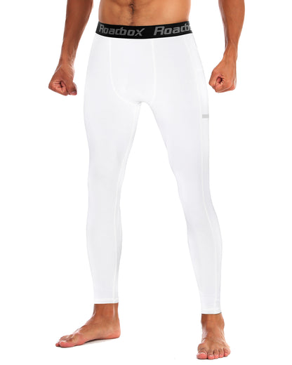 Roadbox 1/2 Pack Compression Pants for Men Running Tights Athletic Football Leggings Cycling Base Layer with Pockets