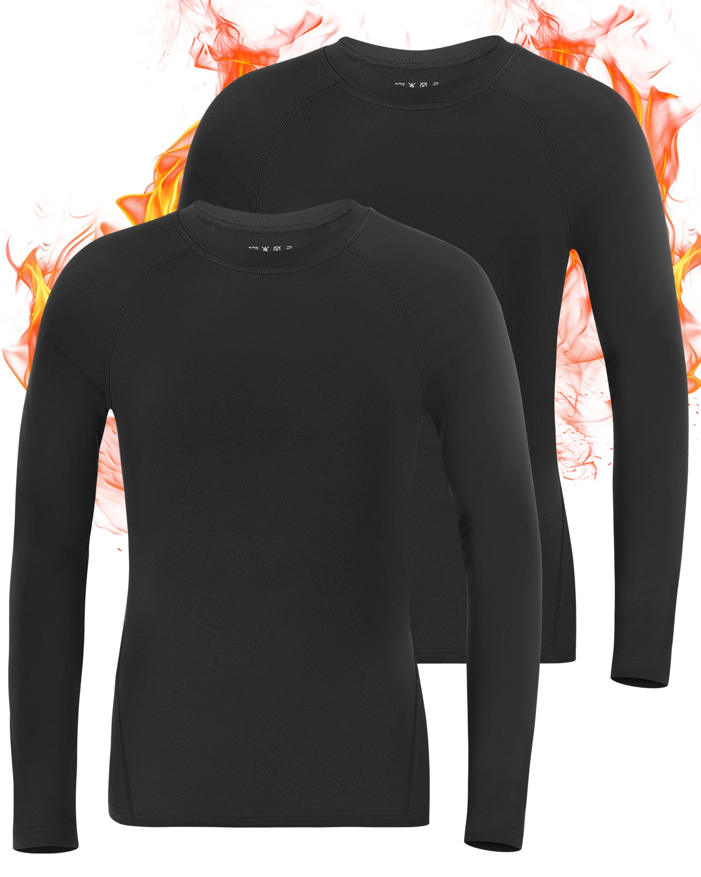 Roadbox Boys Compression Thermal Shirt - 1-2 Pack Youth Long Sleeve Fleece Base Layer Undershirts Football Baseball