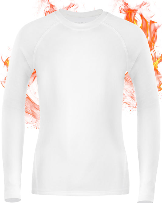 Roadbox Boys Compression Thermal Shirt - 1-2 Pack Youth Long Sleeve Fleece Base Layer Undershirts Football Baseball