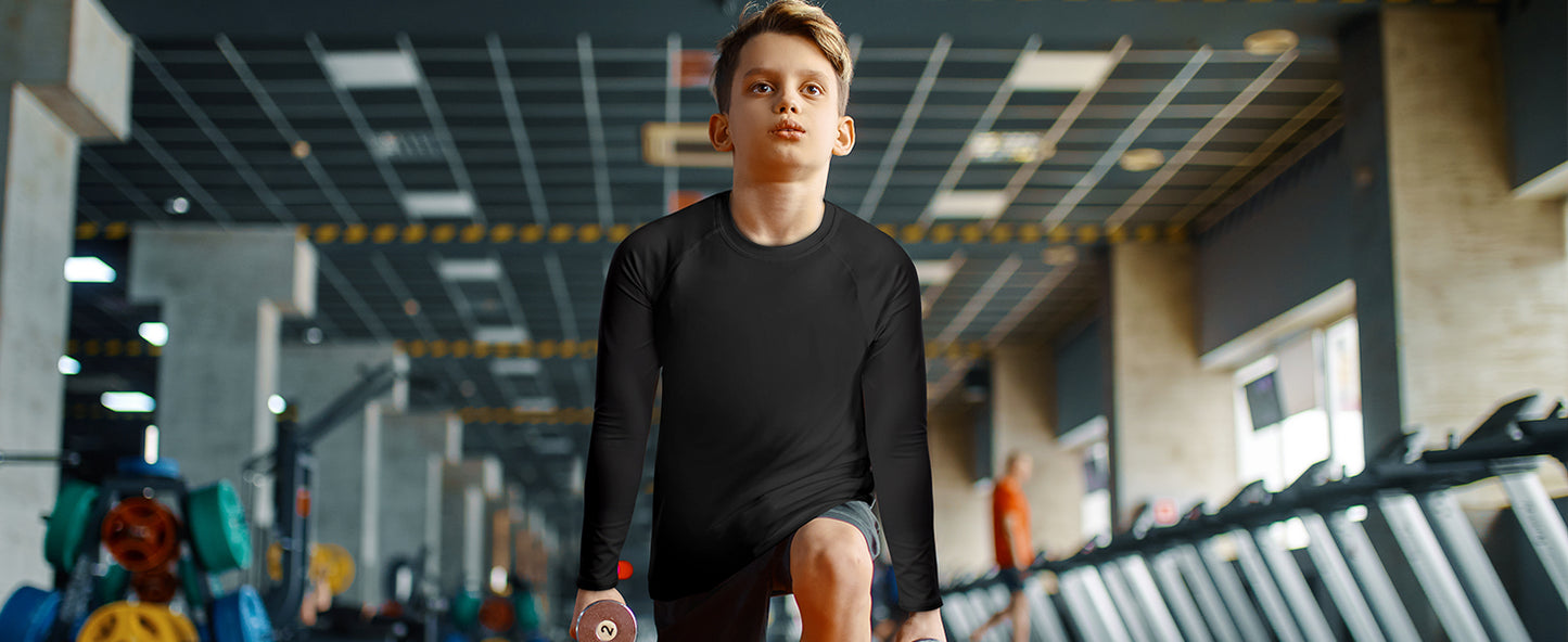 Roadbox Boys Compression Thermal Shirt - 1-2 Pack Youth Long Sleeve Fleece Base Layer Undershirts Football Baseball