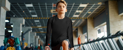 Roadbox Boys Compression Thermal Shirt - 1-2 Pack Youth Long Sleeve Fleece Base Layer Undershirts Football Baseball