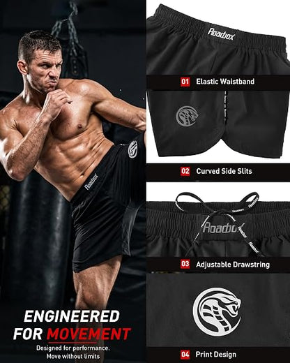 Roadbox Men's MMA BJJ Jiu Jitsu Shorts, No Gi Grappling Boxing Shorts